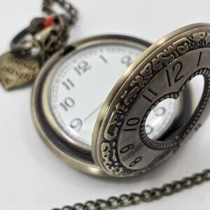 Old Fashioned Bronze Love Heart-shaped Quartz Pocket Watches, Pendant Watch.